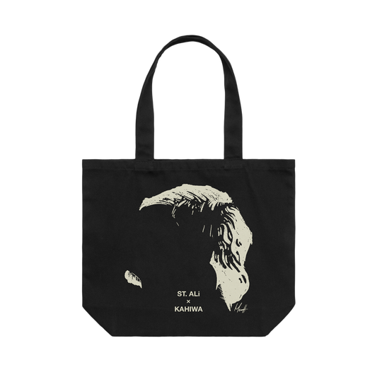 ST. ALi. x KAHIWA Valtteri Bottas Mullet graphic tote bag in black