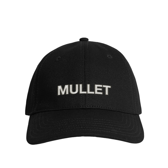 black 'MULLET' embroidered cap front