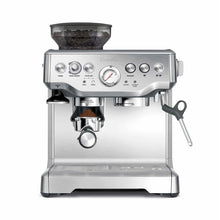 Load image into Gallery viewer, Breville coffee machine in silver with coffee beans and portafilter
