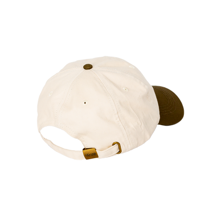 ST. ALi dad cap in cream and brown back view