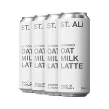 Load image into Gallery viewer, Pack of Orthodox 250 millilitre white cans of oat milk latte
