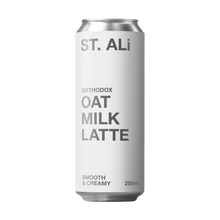Load image into Gallery viewer, Orthodox 250 millilitre white can of oat milk latte 
