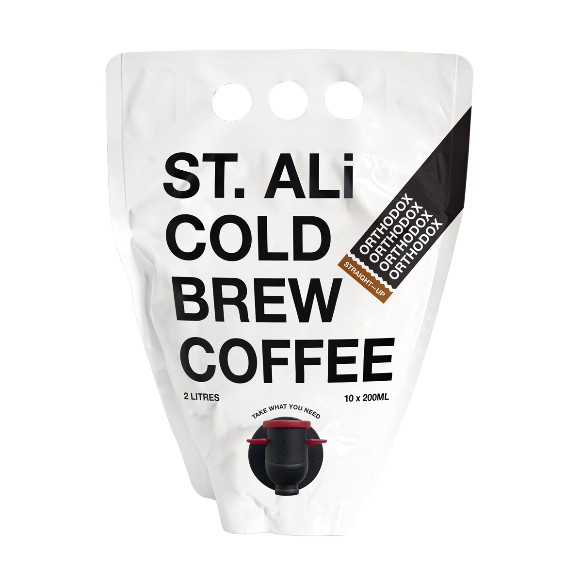 Large white bag ST. ALi Cold Brew Coffee ready to drink 2 litres