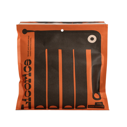 chocolate coated Molasses liquorice in orange packet 300 gram