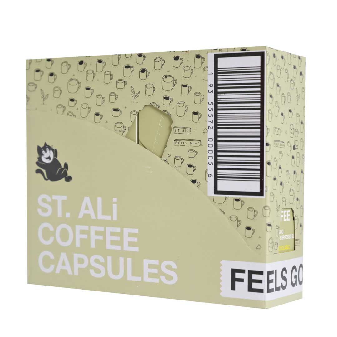 ST. ALi Feels Good box of coffee capsules