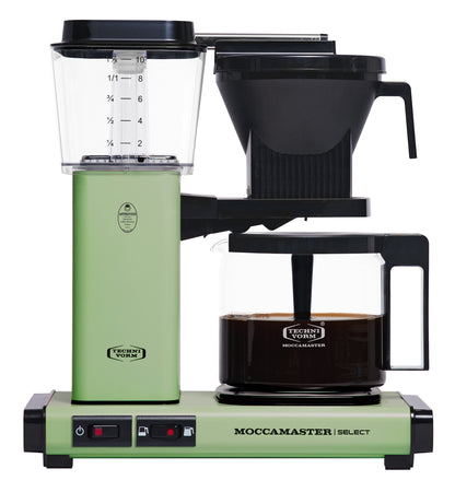 Moccamaster brewer with coffee in green