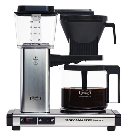 Moccamaster brewer with coffee in silver