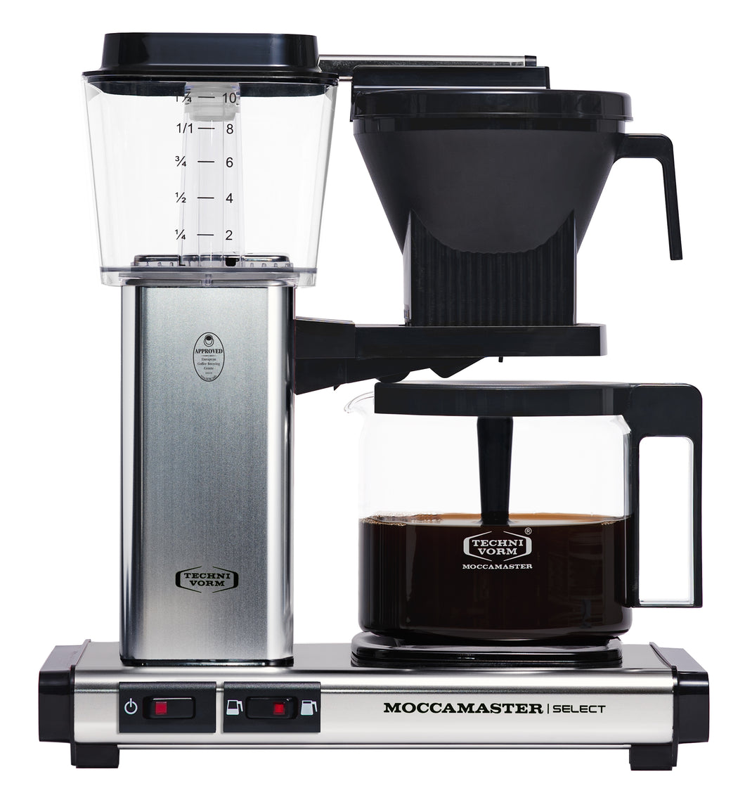 Moccamaster brewer with coffee in silver