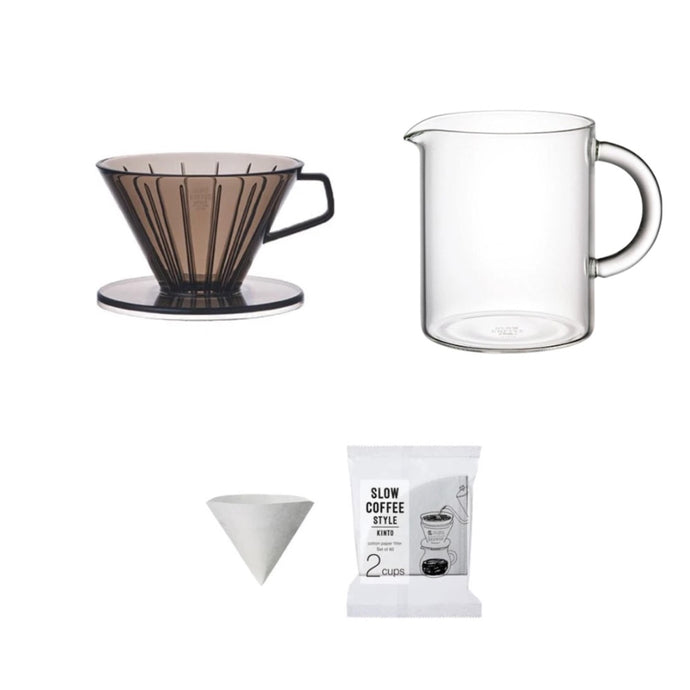 Brew kit with coffee brewer, coffee jug and paper filters
