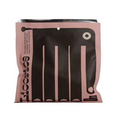 Plain Molasses liquorice in pink packet 300 grams