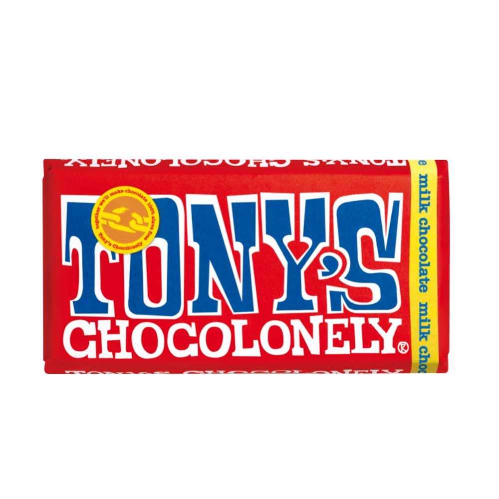 Tony's Chocolonely choocolate in red packet