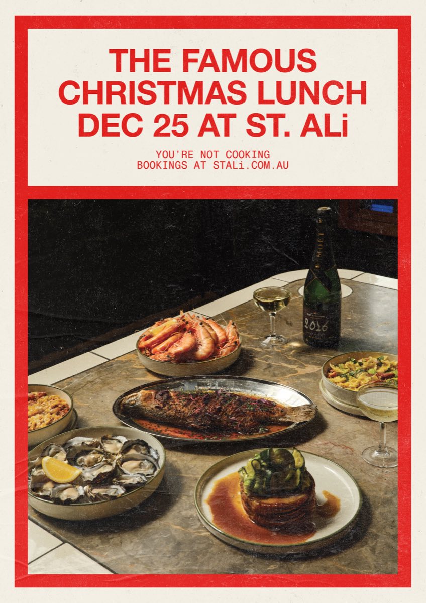 The Famous Christmas Lunch, 25 December at ST. ALi South Melbourne